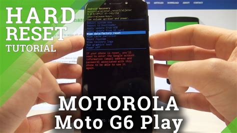 Hard reset on moto g. How to hard reset MOTOROLA Moto G 4G. Start by turning off the phone by holding the Power button. Afterwards press and hold the Volume Down button for about 2-3 seconds. While still holding this key press the Power Button for a short while and release keys. Then choose option Recovery by using to navigate Volume Down, and to confirm Volume Up. 