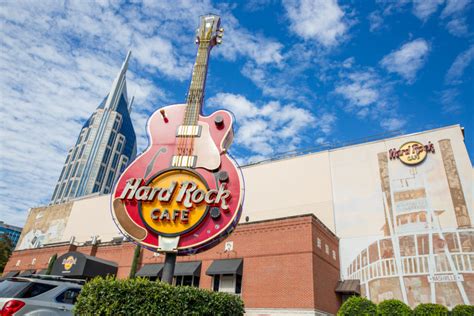 Hard rock cafe nashville. Hard Rock Cafe is a global phenomenon with 185 cafes that are visited by nearly 80 million guests each year. The first Hard Rock Cafe opened on June 14, 1971, in London, England, and from there the brand has expanded to major cities and exotic locations around the world. 