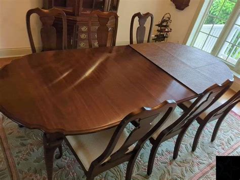 Harden Cherry Wood Dining Table w/ 6 Chairs & 2 Leaves + Lazy Susan…