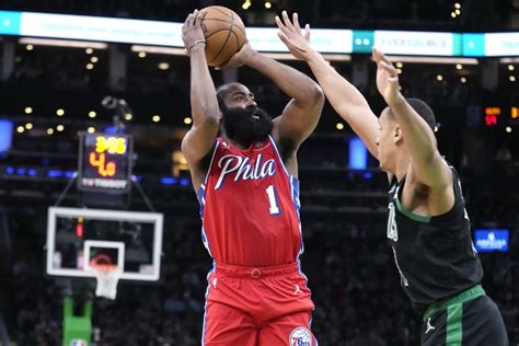 Harden hits late 3, 76ers defeat Celtics in semifinal opener