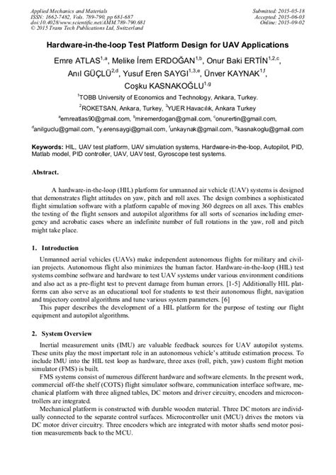 Hardware-in-the-loop Test Platform Design for UAV Applications. 
