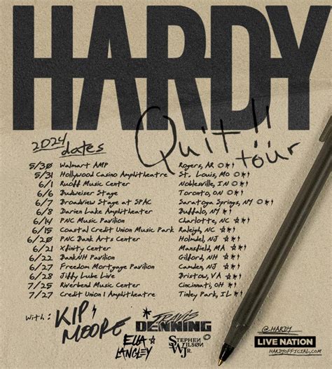Hardy presale code. HARDY met FGL's Tyler Hubbard at a parking lot party on Music Row in 2012, right as "Cruise" was being released, and didn't see him again for several years. In the … 