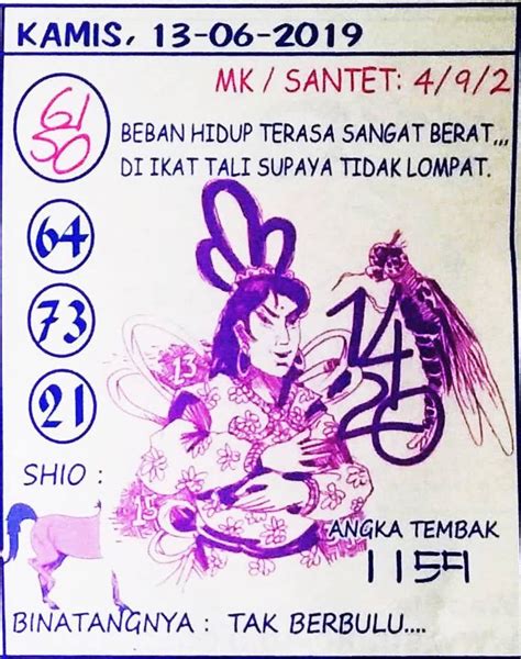 Hari ini 13 juni 2019. No togel orang mati.