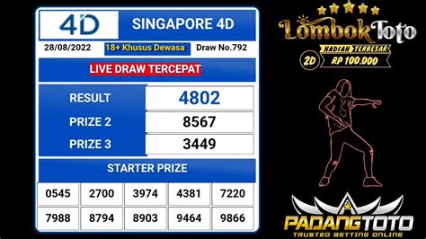 Hari ini senin 28 agustus 2017. Live draw sgp night malam.