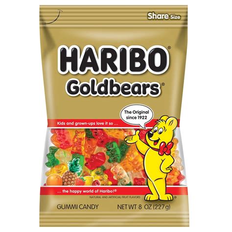 Haribo Gummi Candy, Original Goldbears, 8 Oz. Bag