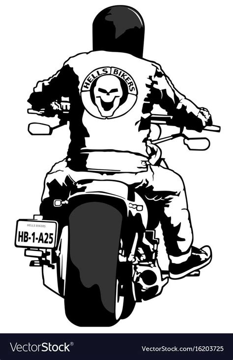 Harley davidson and rider vector image on VectorStock Black and white ...