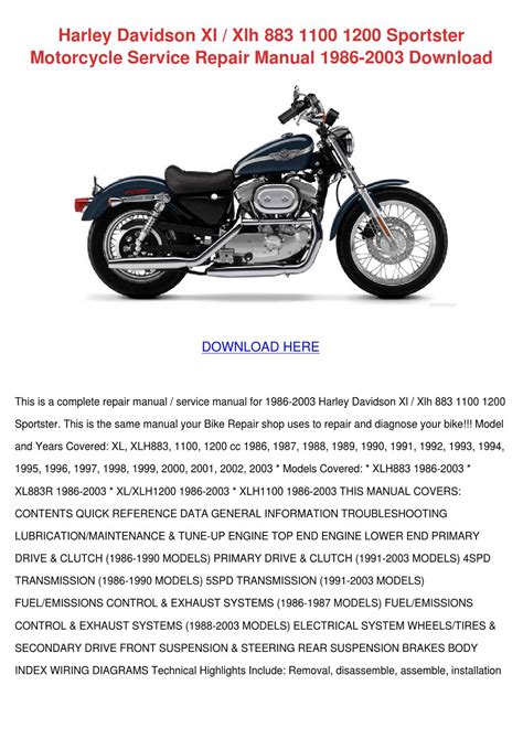 Harley davidson xlh 883 1200 sportster service repair manual download 1993 1998. - Versuche an eisenbetonbalken unter ruhenden und herabfallenden lasten.