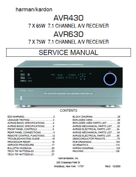 Harman kardon avr430 avr630 a v receiver service manual. - Style lessons in clarity and grace.
