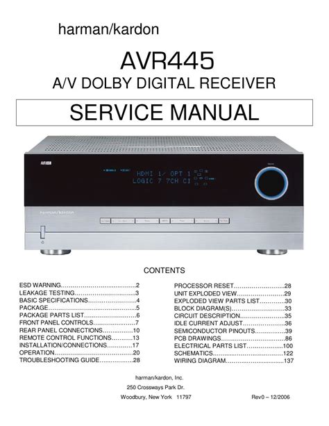 Harman kardon avr445 service manual repair guide. - Direct tv manuals and user guides.