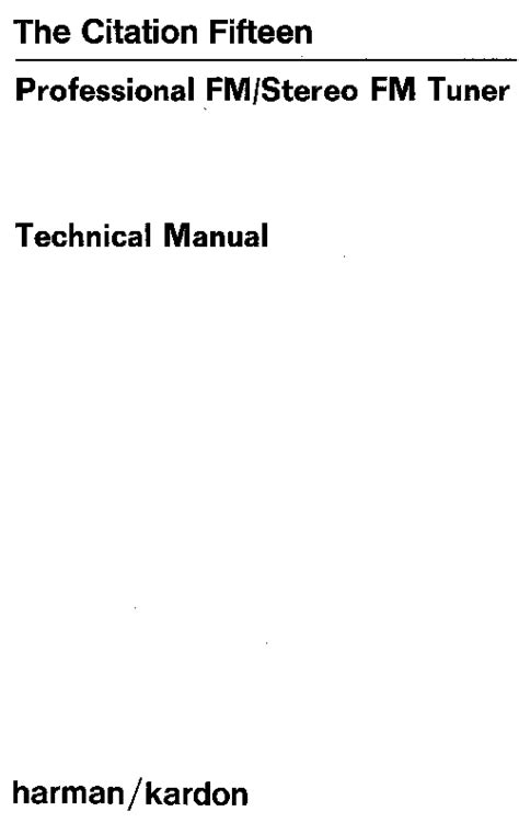 Harman kardon citation 15 professional fm stereo tuner repair manual. - Hydro rain hrc 100 user manual.
