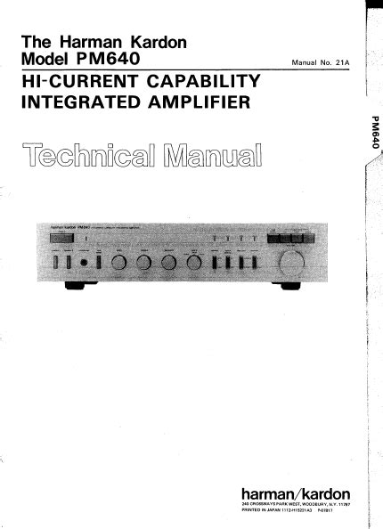 Harman kardon pm640 hi current capability integrated amplifier repair manual. - Baurechtliche gewährleistung und versicherung in frankreich und in der bundesrepublik deutschland.