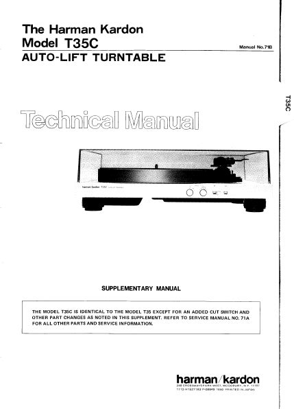 Harman kardon t35c auto lift turntable repair manual. - Service manual hotpoint cannon 17331 washer dryers.