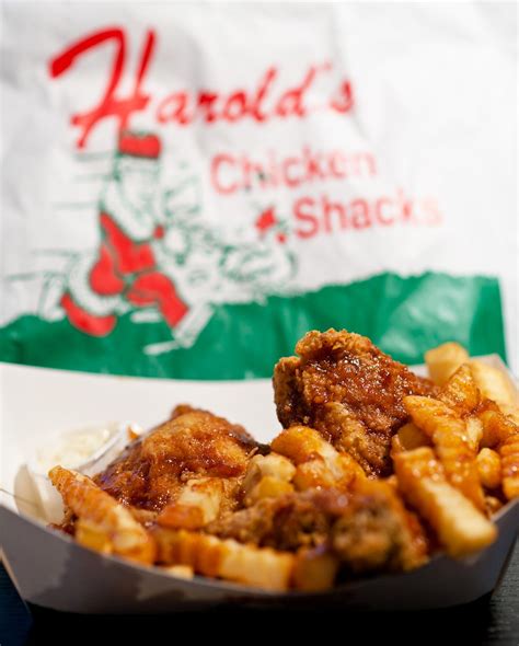 Harold's Chicken Shack. Call Menu Info. 1208 E 53rd St Chicago, IL 60615 Uber. MORE PHOTOS. Menu Wing Dinners. 3 Wings $5.57 Served with fries, bread and coleslaw 21 Wings $25.36 Served with fries and bread Catfish. 3 Piece Catfish $9.87 .... 