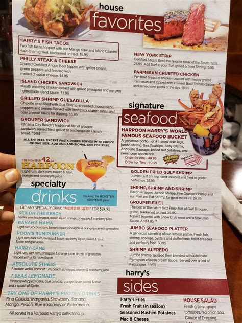 Harpoon Harry S Menu With Prices