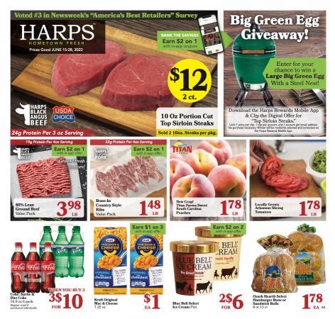 Harps Food Store #156. Mon-Fri 8 a.m. to 6 p.m.; Saturday 8 a.m. to 1 p.m.; Closed Sunday; Pharmacy Closed Most National Holidays. See store for details. Harps Foods provides groceries to your local community. Enjoy your shopping experience when you visit our supermarket.. 