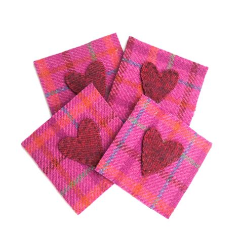 Harris Tweed Coasters Teal Check - Folksy