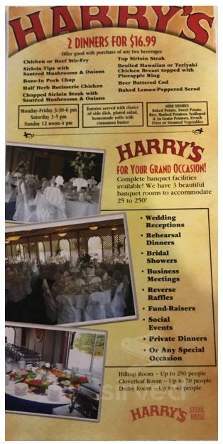 22 photos. Harry's Steakhouse. 5664 Brecksville Rd, Independence, OH 44131-1511. +1 216-524-5300. Website. E-mail. Improve this listing. Ranked #12 of 49 Restaurants in Independence. 148 Reviews.. 