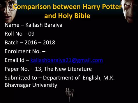 Harry Potter and The Holy Bible: A Comparison