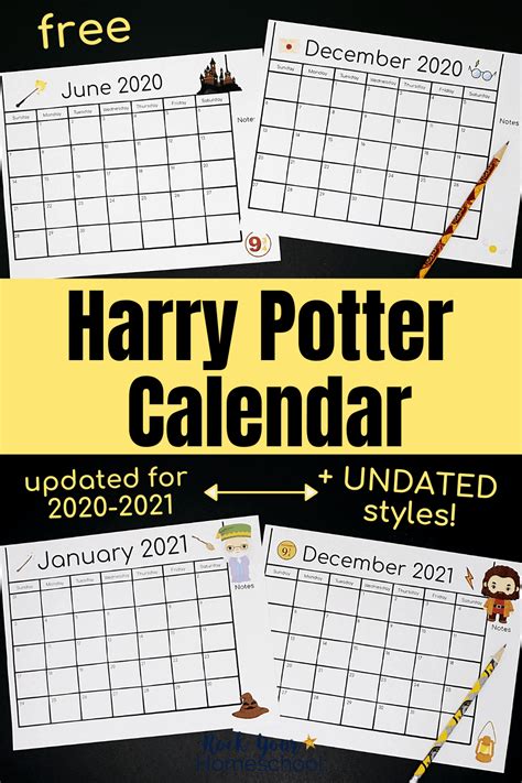 Harry Potter-Inspired Calendar for a Magical Year (Free)