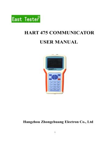Hart 475 communicator manual.  Thank you for purchasing the HART series ...
