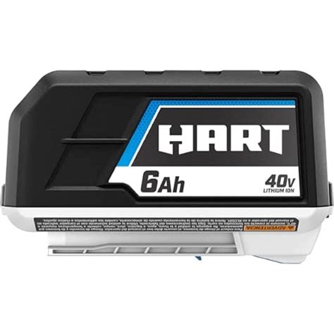 Hart battery 40v. 40V Supercharge Brushless 21" Self-Propelled Mower Kit. HLPM061US. $598. Add to Cart. Single-point height adjustment with cutting range from 1"-4" height. Fast Fold Handle for Quick & Easy Storage. Extended Runtime with (2) Included Batteries. Outperforms 163CC gas mower. Cuts up to 3/4 acre on one charge. 