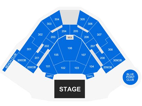 Bridgeport amphitheater seating chart with seat numbers. Hart
