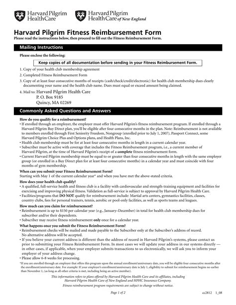 Harvard Pilgrim Reimbursement PDF Form FormsPal