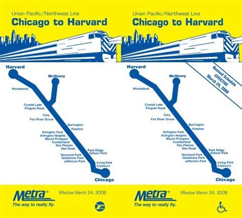 Harvard train to chicago. What companies run services between Harvard, IL, USA and Ogilvie Transportation Center, IL, USA? Metra operates a train from Harvard to Chicago OTC every 2 hours. Tickets cost $5 - $11 and the journey takes 1h 50m. 