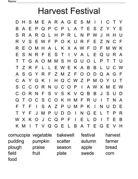 Harvest Word Search Printable Word Search Printable