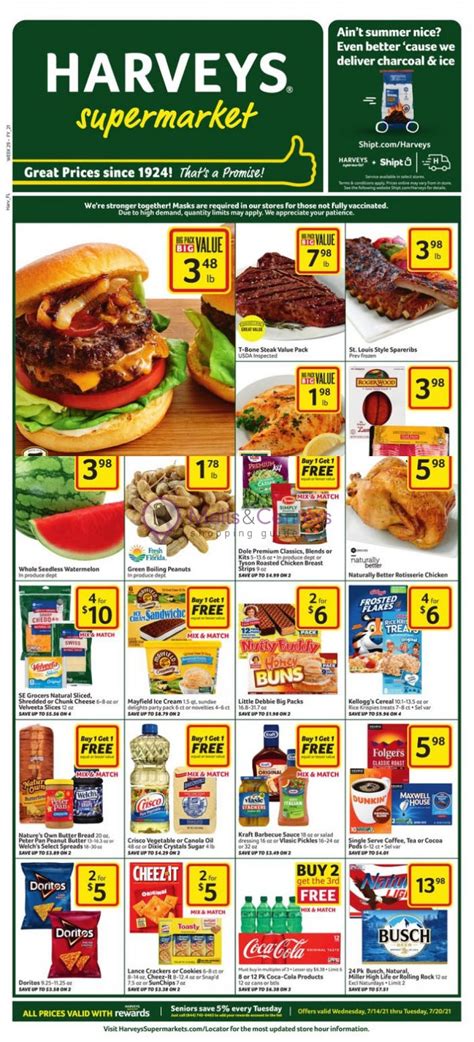 Harveys weekly ad for next week. Valid 07/06 - 07/12/2022 The Harveys Supermarket ad is a fan favorite because it offers customers so many ways to save money on their next shopping trip. Customers get so excited about the Harveys Supermarket ad this week and next week because it means new deals and sales! The shop is currently offering many new promotions due to the New year. They have upgraded their reward and point system ... 
