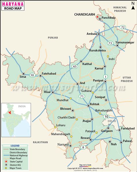 Haryana Map, Road map & distances of top places - Holidify