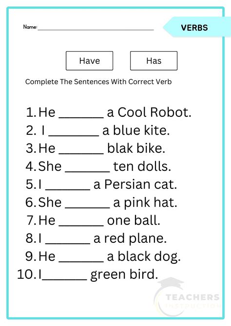 Has Have Worksheet For Class 1