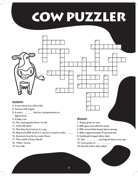 Has a cow crossword. 