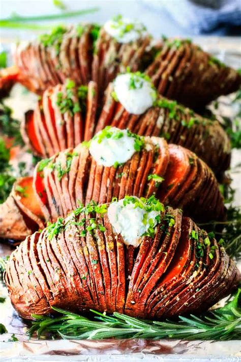 Hasselback Sweet Potatoes with Garlic Herb Butter …