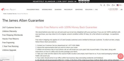 Hassle Free Returns The James Allen Guarantee