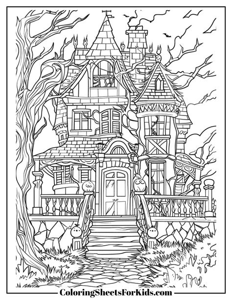 Haunted House Coloring Shee