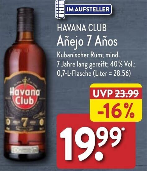 Havana Club Añejo 7 Años 0,7 L Flasche Angebot bei Aldi Nord