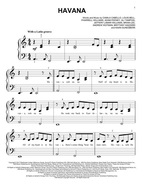 Havana Sheet Music Camila Cabello feat. Young Thug Alto Sax …