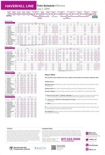 MBTA Haverhill Line Commuter Rail stations and schedules, including timetables, maps, fares, real-time updates, parking and accessibility information, and connections.. 