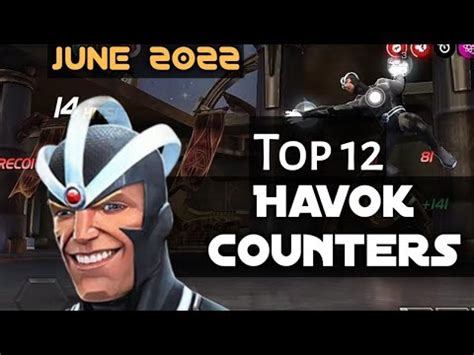 Havok counters mcoc. Bait his SP1 and build your debuffs so he doesn't power-gain. I was able to get a solo on an awakened Doom on the 200% power gain/SP2 preference miniboss node with a R5 Human Torch in 12 hits with the prefight ability. Evade the first pillar, block the second pillar, evade the beam, Parry and heavy your way to success. 