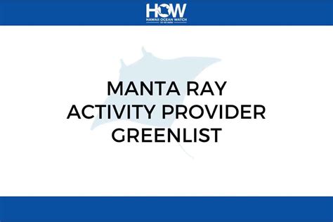 Hawaii Ocean Watch GreenList of Activity Providers