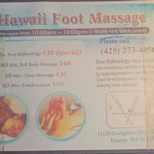 Hawaii Foot Massage, Everett: See 5 reviews, articles, and photos of Hawaii Foot Massage, ranked No.60 on Tripadvisor among 60 attractions in Everett.
