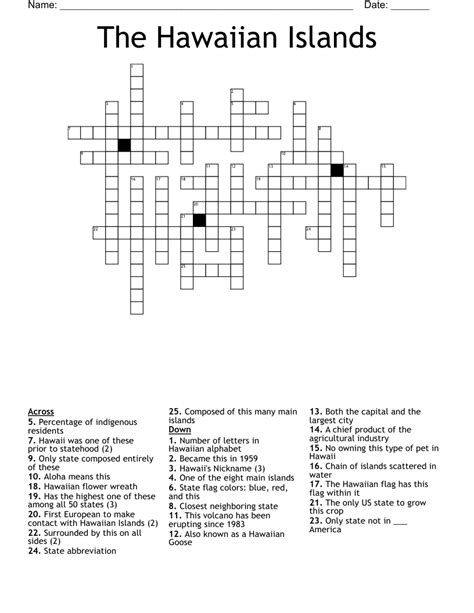Hawaiian island crossword puzzle clue. ISLAND HOME TO HONOLULU Crossword Answer. OAHU. Last confirmed on May 28, 2023. Please note that sometimes clues appear in similar variants or with different answers. If this clue is similar to what you need but the answer is not here, type the exact clue on the search box. ← BACK TO NYT 05/17/24. 