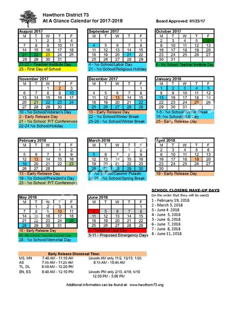 Hawthorne Elementary Calendar
