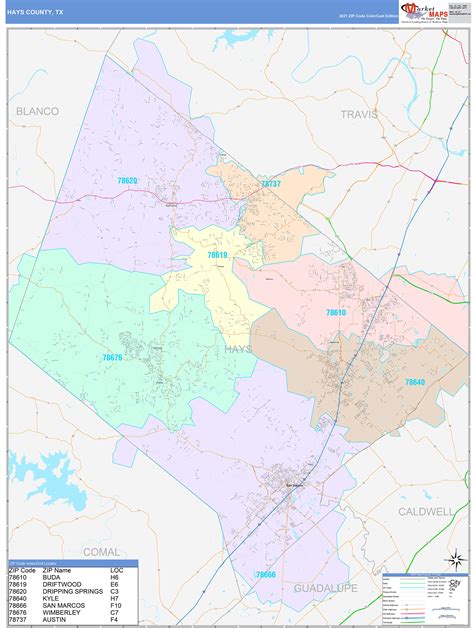 Hays County Map, Texas (TX)