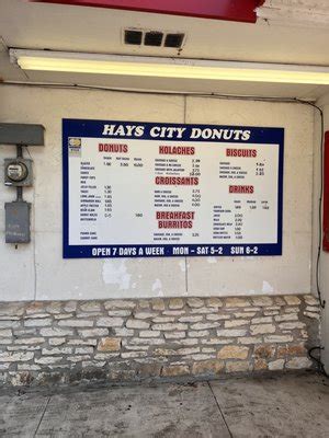 The price per item at Hayes City Donuts ranges from $6.00 to $9.00 per item. In comparison to other donut shops, Hayes City Donuts is inexpensive. As an donut shop, Hayes City Donuts offers many common menu items you can find at other donut shops, as well as some unique surprises. Here in Kyle, Hayes City Donuts offers Shrimp, Beef, Pork, Fried ....