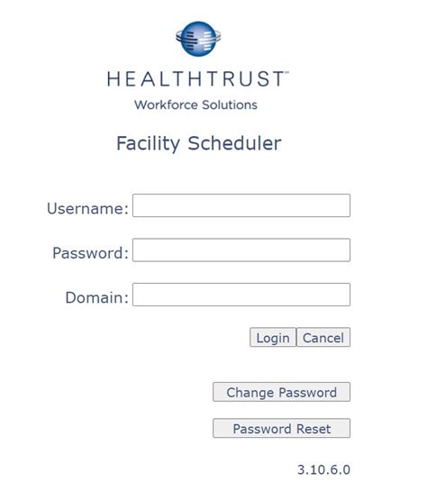 Facility Scheduler. Username: Password: Domain: 3.11.11.. 