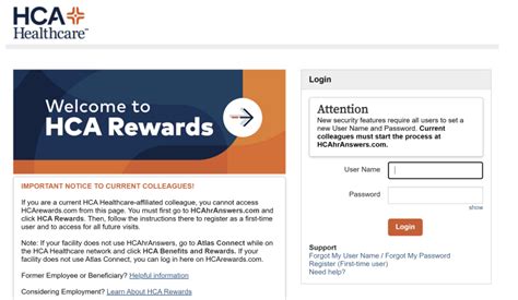 Hcahranswers bconnected. Visit the HCA Total Rewards portal at www.hcarewards.com. Navigate to the “Login” box on the right side of the page. Enter your HCA Total Rewards username and password in the appropriate fields on the left side of the page. (To enter the password correctly, click on the “Show” link in the lower right corner next to the input field). 