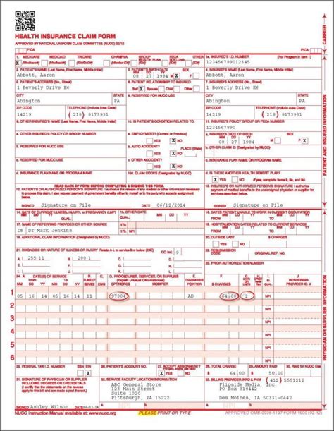 Hcfa 1500 Form Sample Form Resume Examples