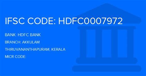 Hdfc Bank Kazhakkoota - Trivandrum Trivandrum Branch …